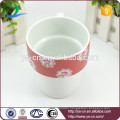 Factory China White Ceramic Coffee Cup Mug Red Flower Decal